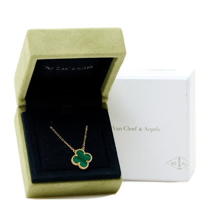 Van Cleef & Arpels 18K Yellow Gold Malachite Vintage Alhambra Pendant Necklace 6 of 6
