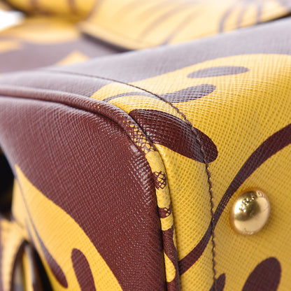 Prada Saffiano Hibiscus Print Bowling Bag Zafferano 12 of 16