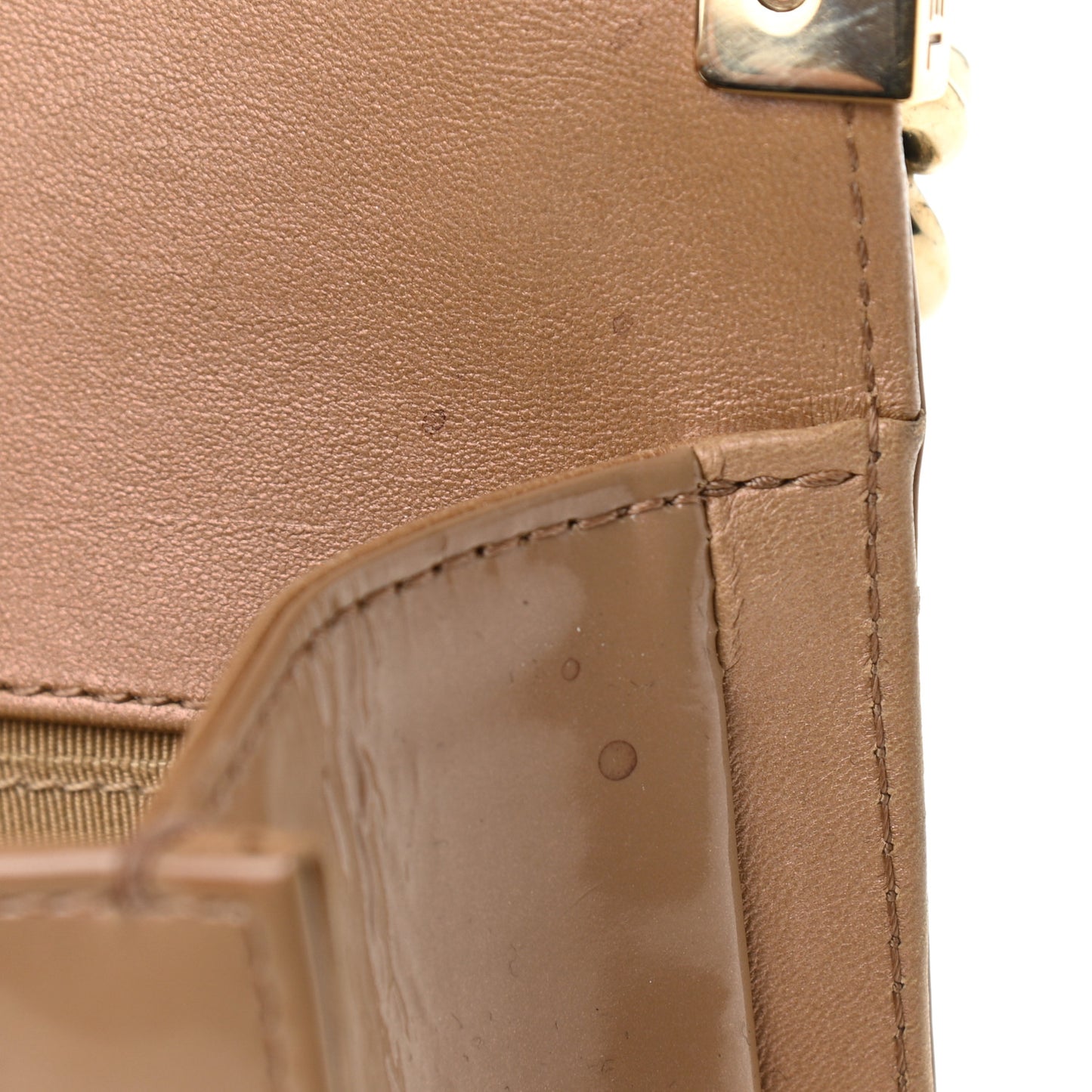 Iridescent Patent Quilted Small Boy Flap Beige