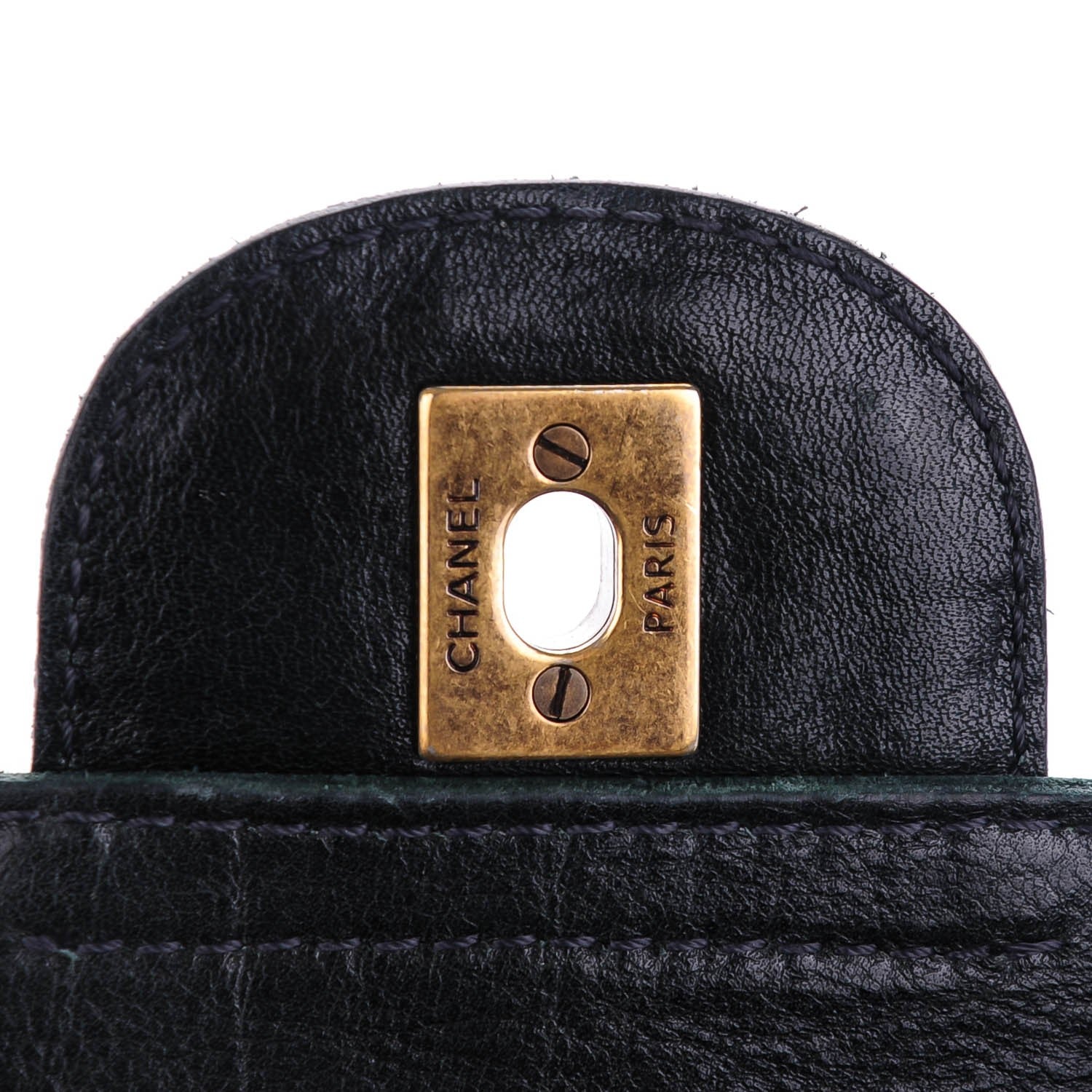 Chanel Calfskin Stitched Medium Vintage Flap Dark Green 6 of 8