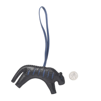 Hermes Milo Lambskin Rooroo Bag Charm Black Bleu de Malte 2 of 4