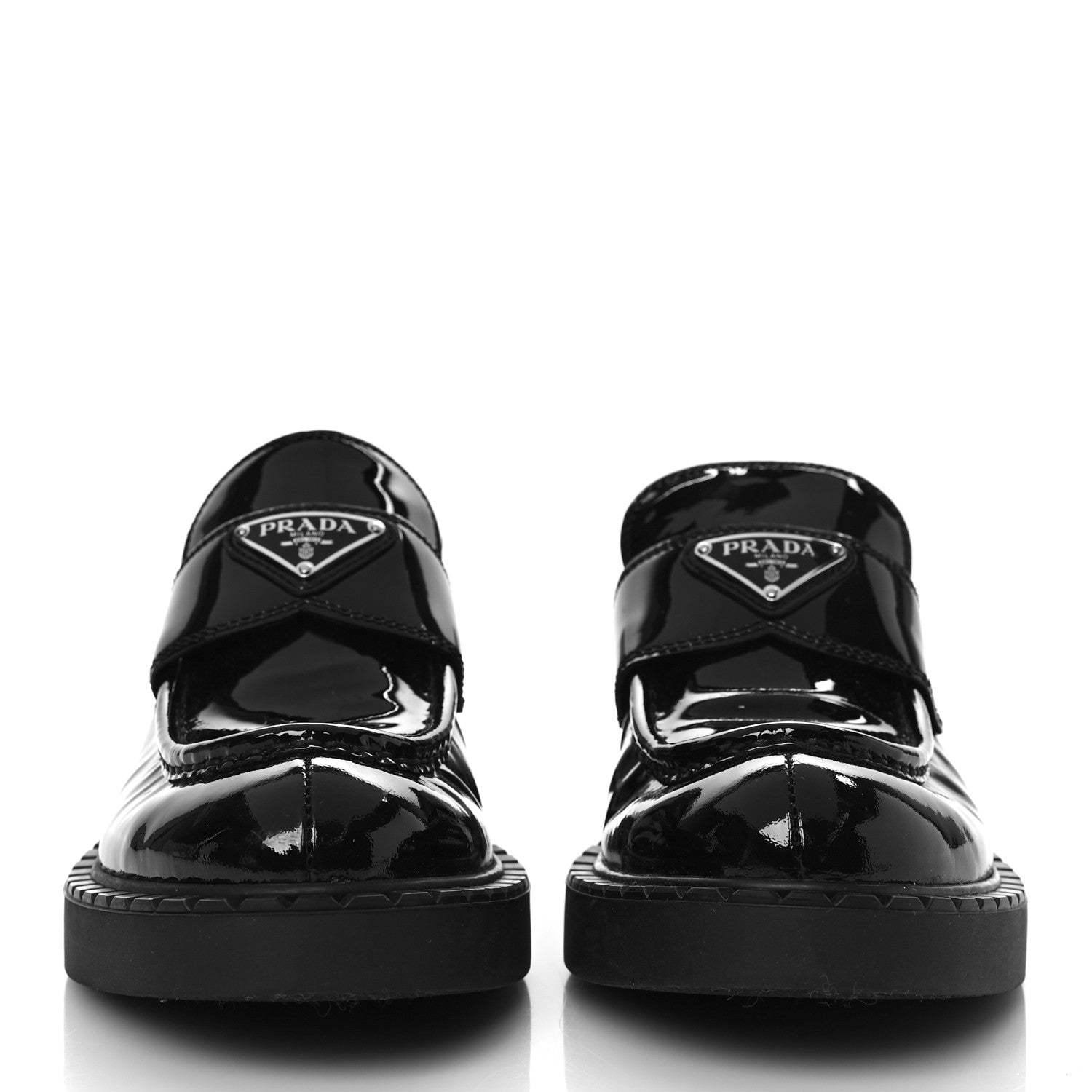 Prada Vernice Triangle 50mm Loafers 39.5 Black 2 of 9