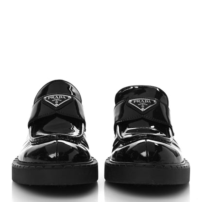 Prada Vernice Triangle 50mm Loafers 39.5 Black 2 of 9