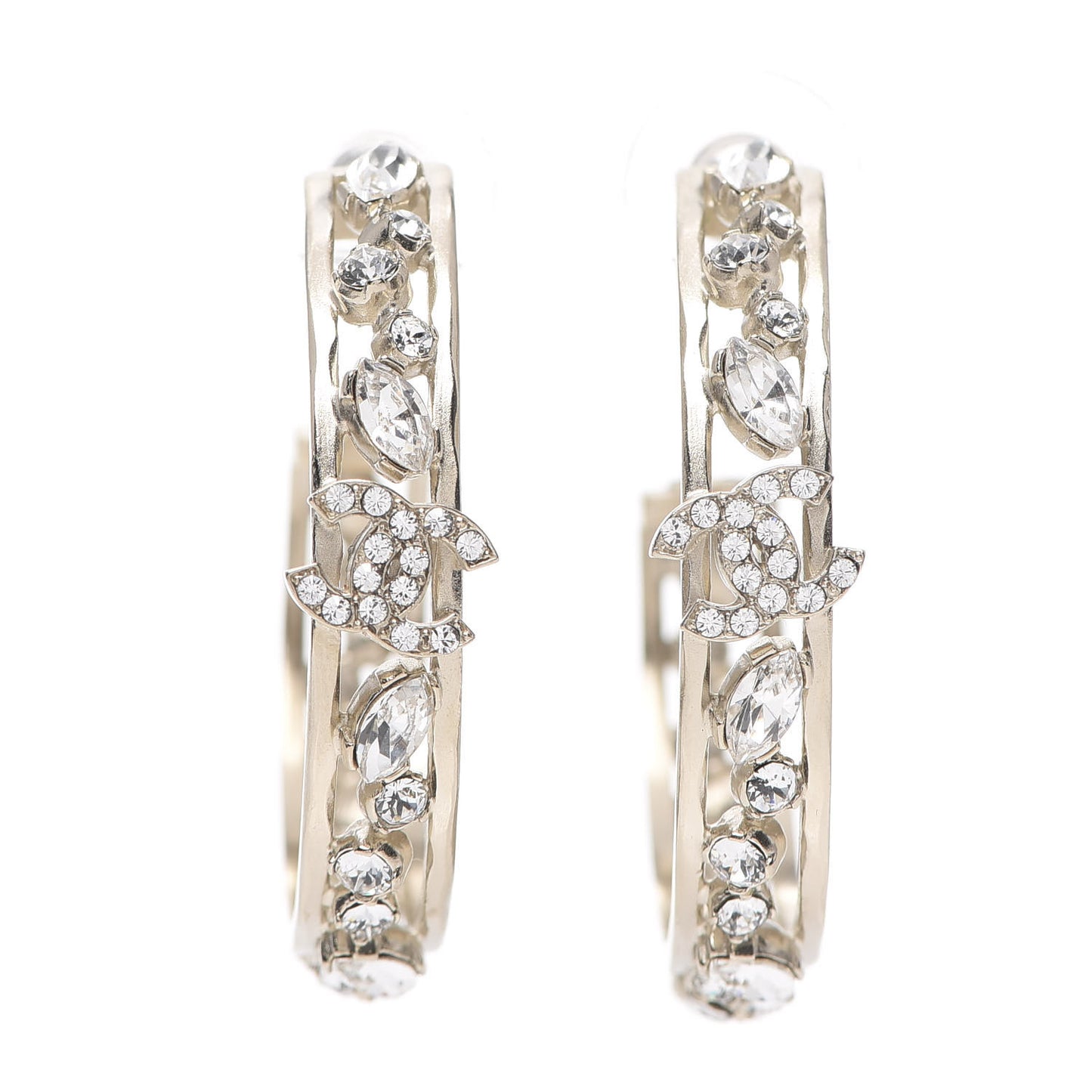 Marquise Crystal CC Hoop Earrings Gold