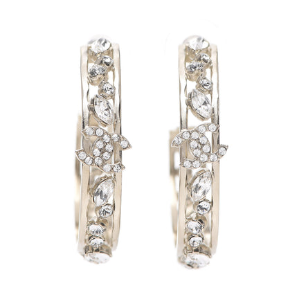 Chanel Marquise Crystal CC Hoop Earrings Gold 1 of 4