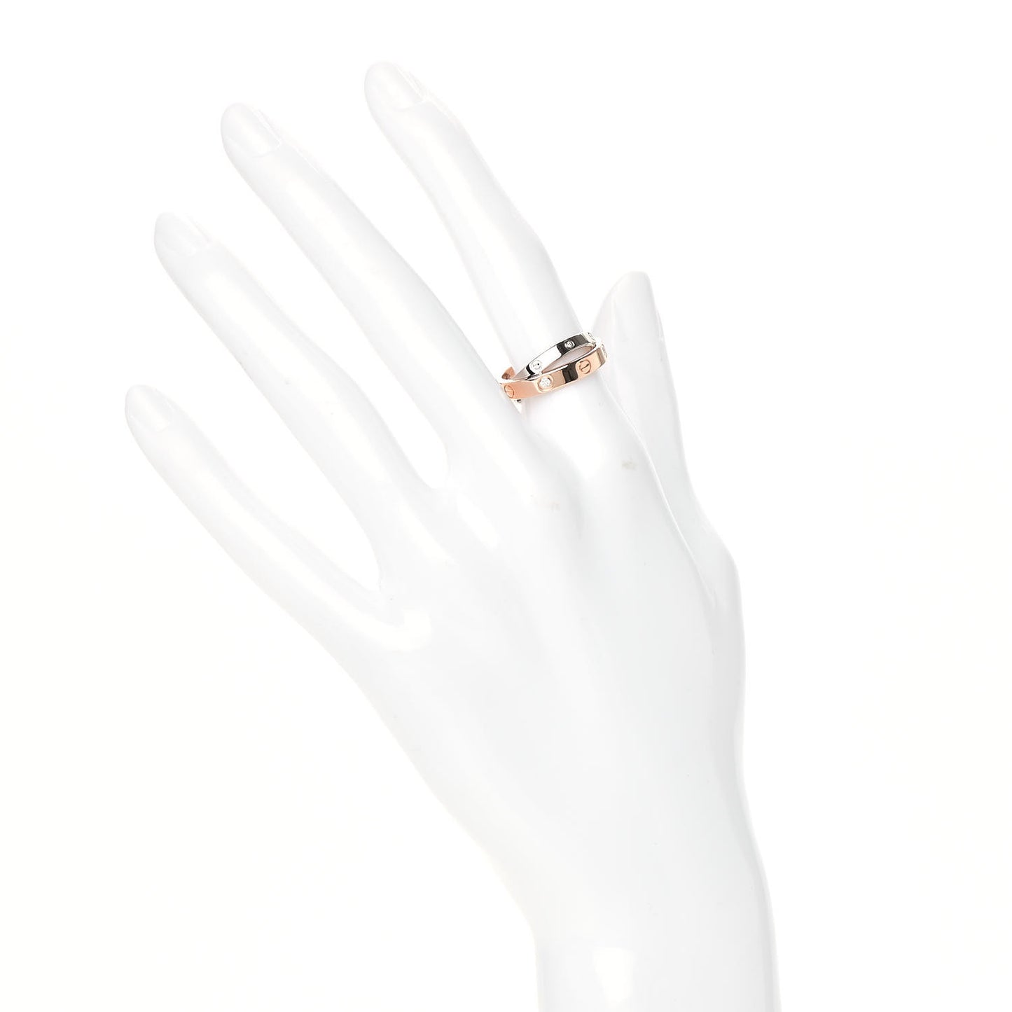 18K Pink White Gold 6 Diamond LOVE Ring 49 4.75