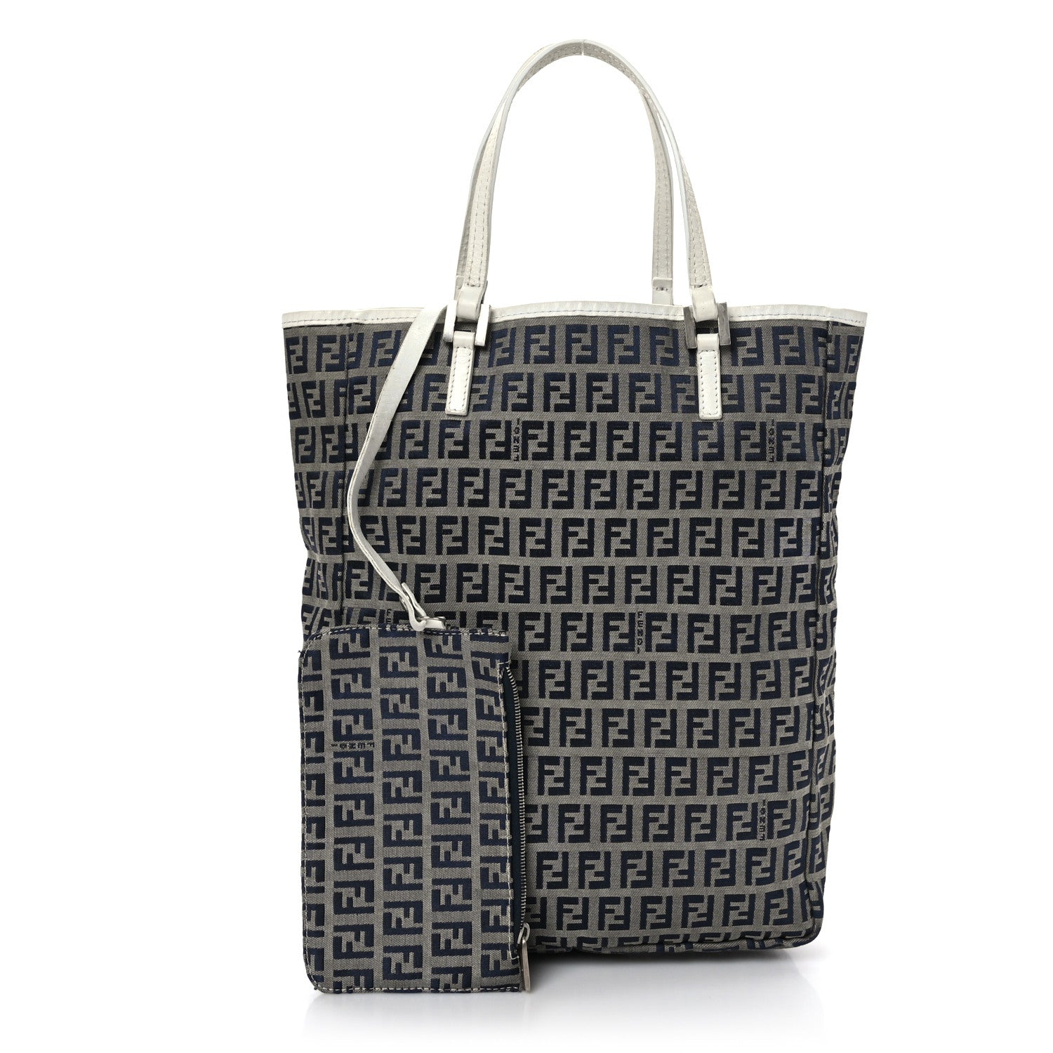 Fendi Zucchino Shopping Tote Navy White 3 of 9