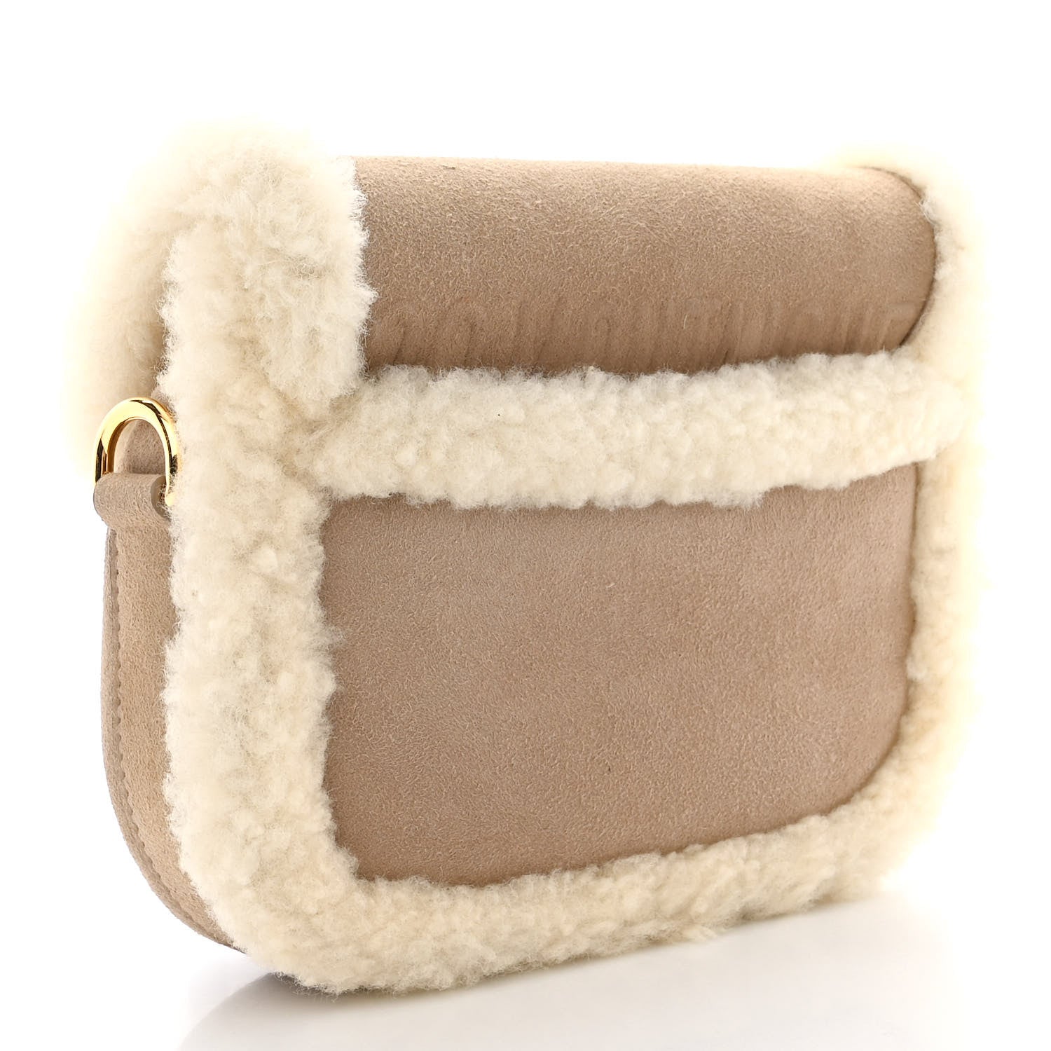 Christian Dior Suede Shearling Medium Bobby Flap Beige 3 of 9