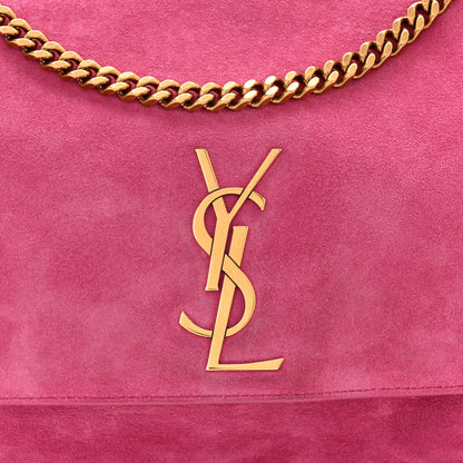 Saint Laurent Smooth Calfskin Suede Medium Reversible Monogram Kate Satchel Rose Rubis 8 of 12