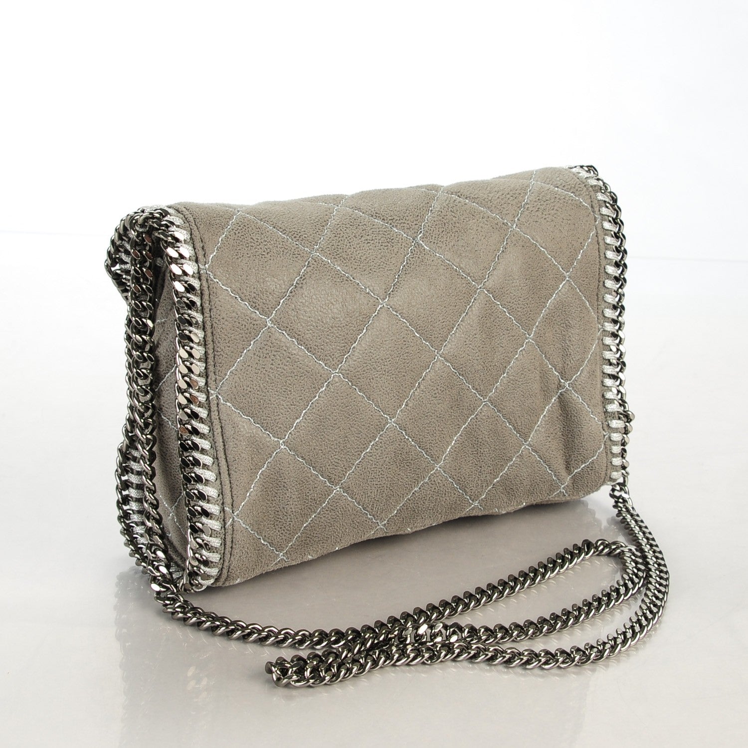 Stella McCartney Shaggy Deer Quilted Mini Falabella Light Grey 3 of 9