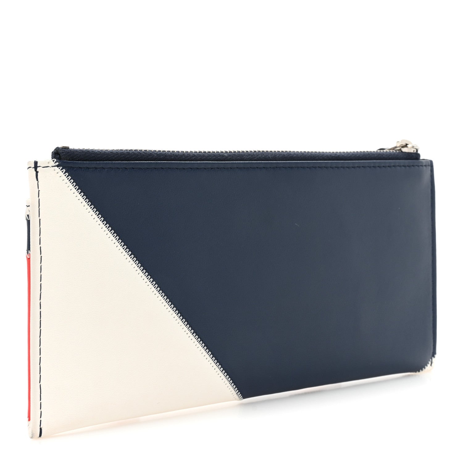 Chanel Lambskin CC Tassel Zip Pouch White Blue Red 3 of 11
