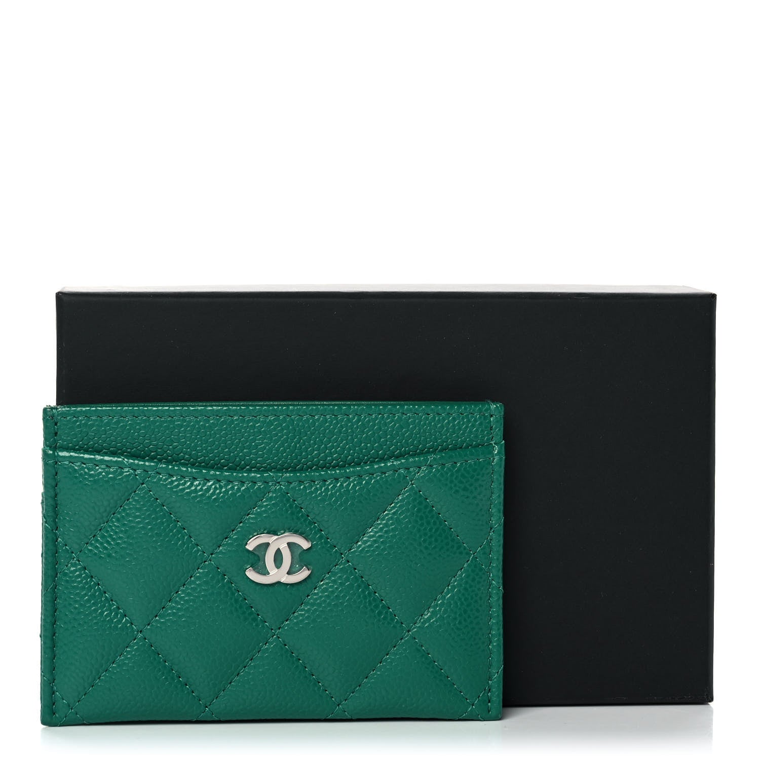 Chanel Caviar Quilted Card Holder Green 8 of 8