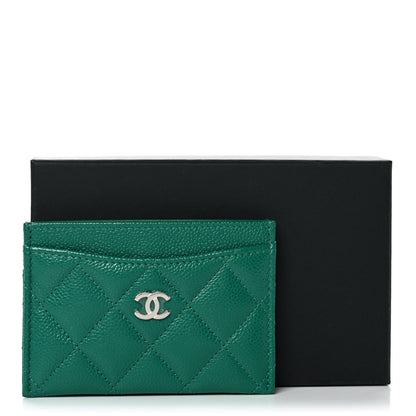 Chanel Caviar Quilted Card Holder Green 8 of 8