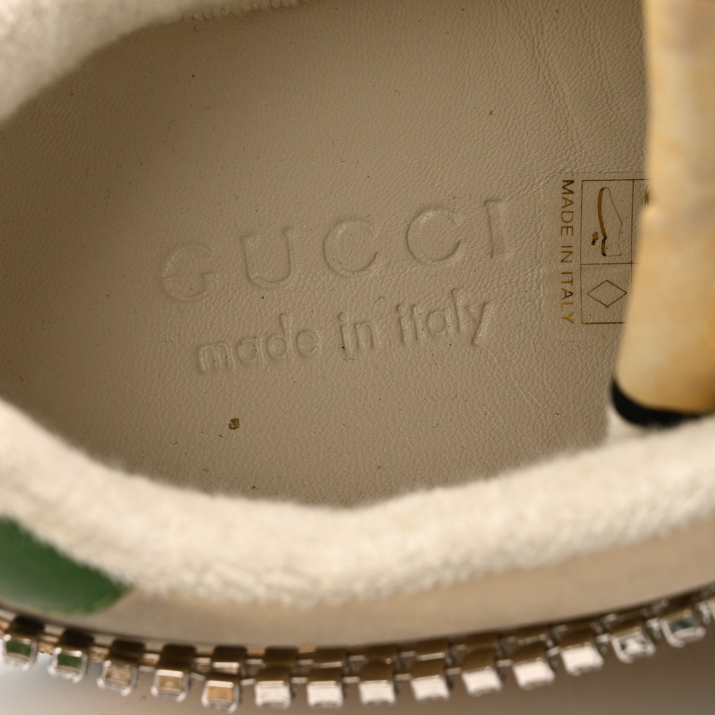 Nubuck Calfskin Web Removable Crystals Mens Screener Sneakers 7 Dusty Milk New Mystic White