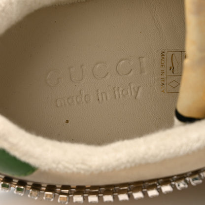 Gucci Nubuck Calfskin Web Removable Crystals Mens Screener Sneakers 7 Dusty Milk New Mystic White 7 of 12