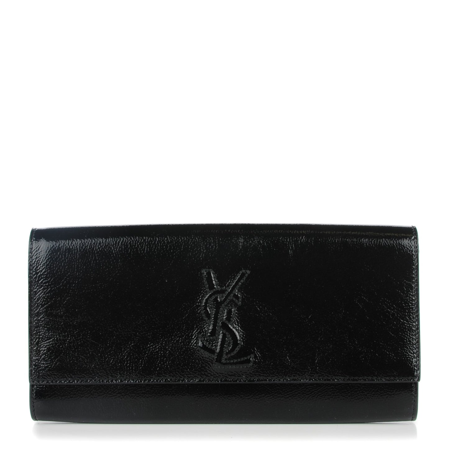 Textured Patent Monogram Small Belle De Jour Clutch Black