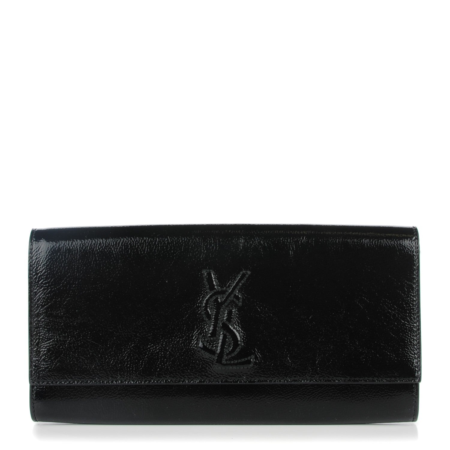 Saint Laurent Textured Patent Monogram Small Belle De Jour Clutch Black 1 of 8