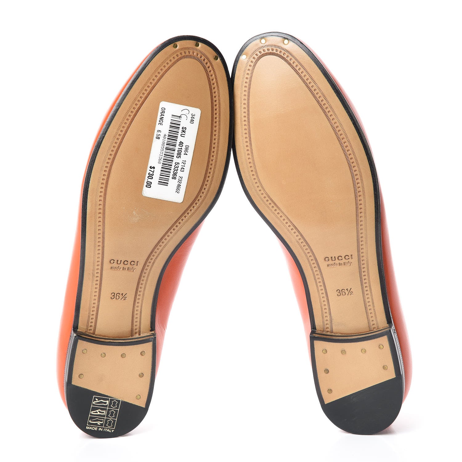 Gucci Malaga Kid Womens Jordaan Loafers 36.5 Deep Orange 7 of 8