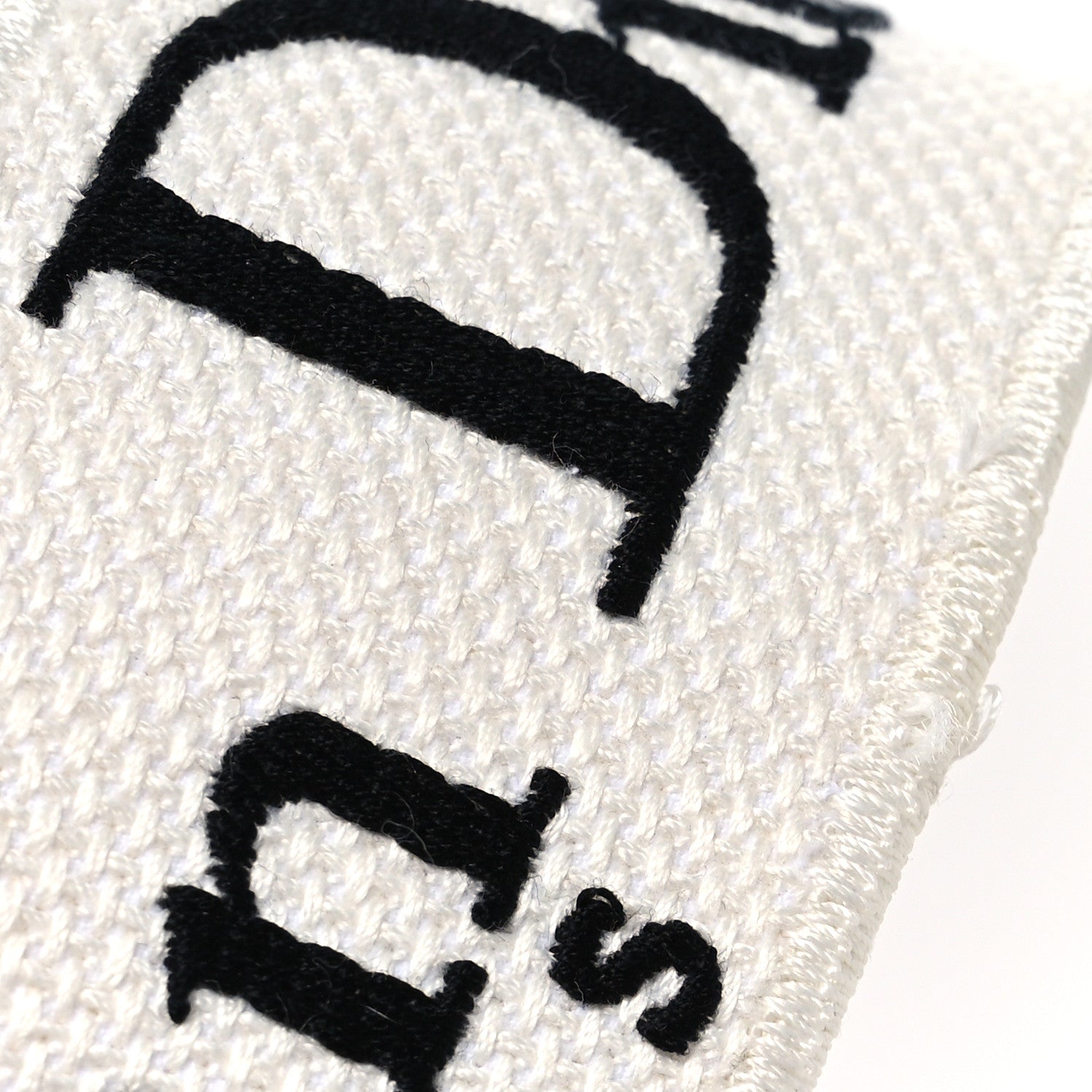Christian Dior Canvas Embroidered Logo Shoulder Strap White Black 4 of 5