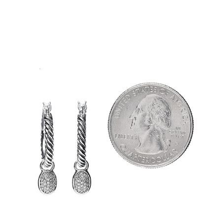 David Yurman Sterling Silver Diamond Pave Hoop Drop Earrings 2 of 4