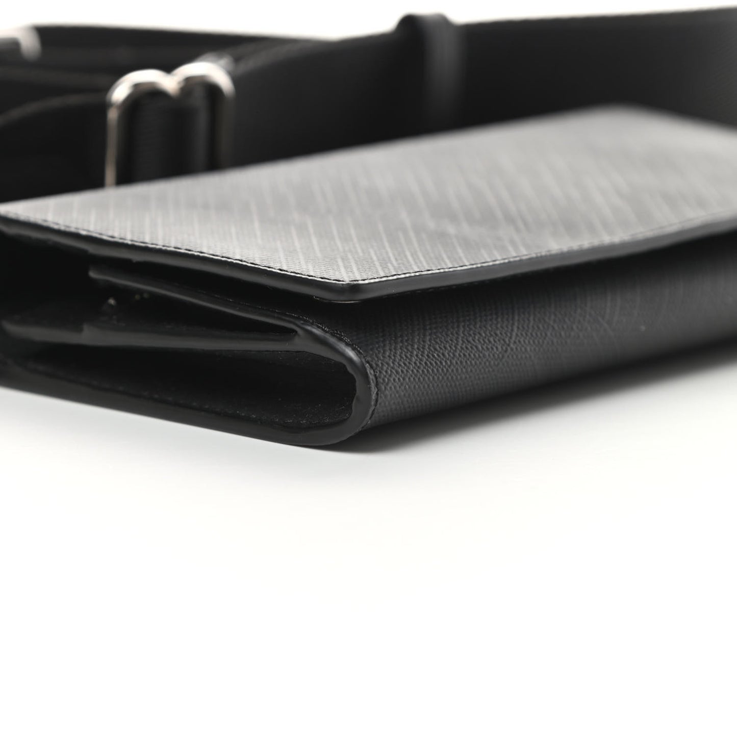 London Check Wallet with Detachable Strap Charcoal