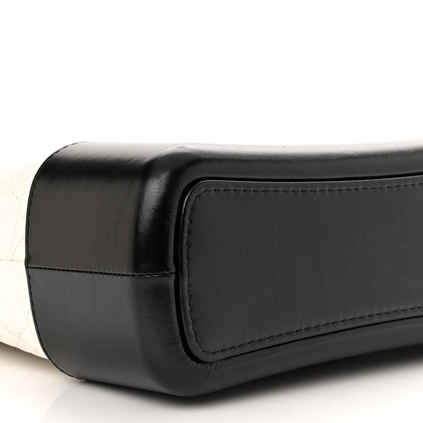 Aged Calfskin Quilted Medium Gabrielle Hobo Black White