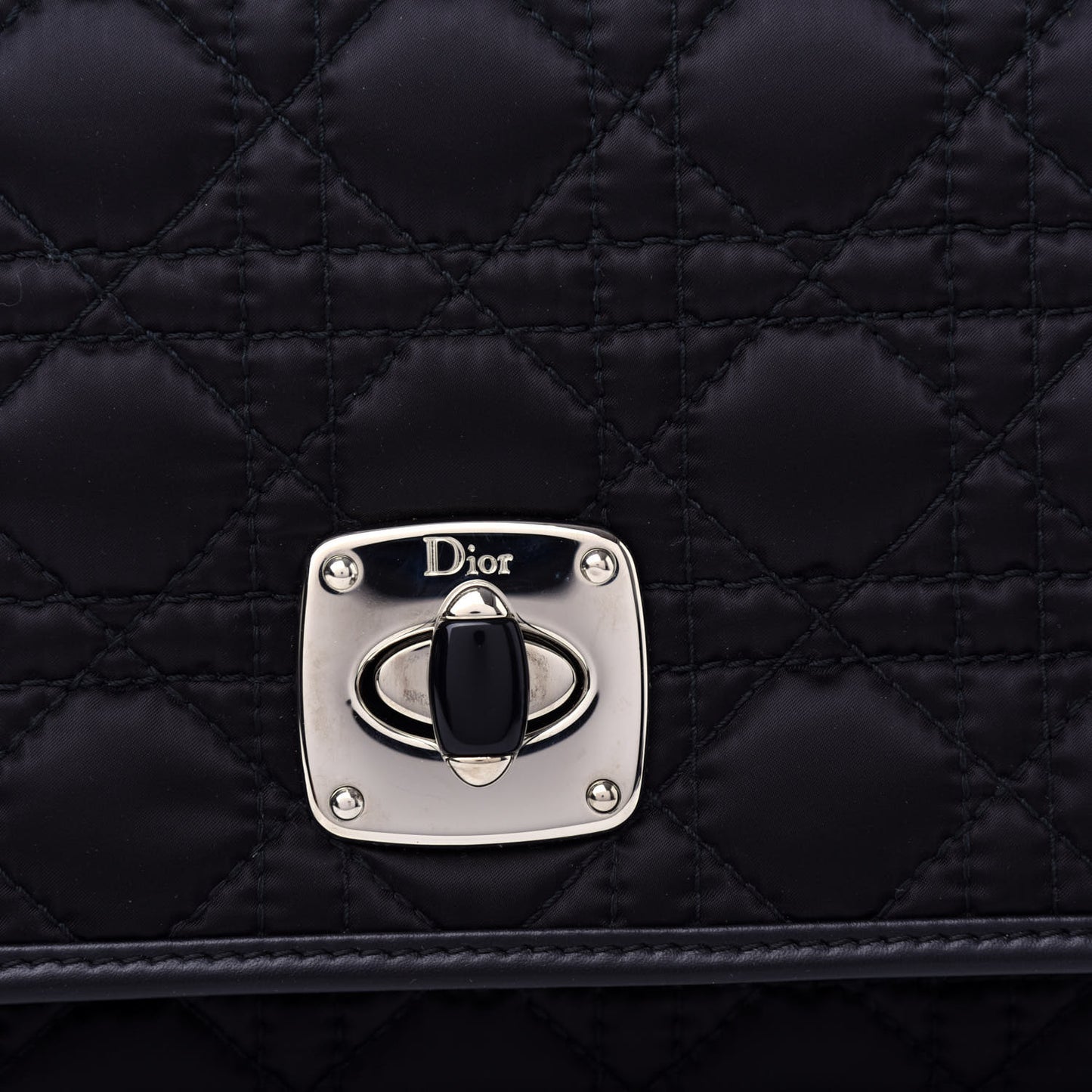 Nylon Cannage Charming Lock Messenger Bag Black