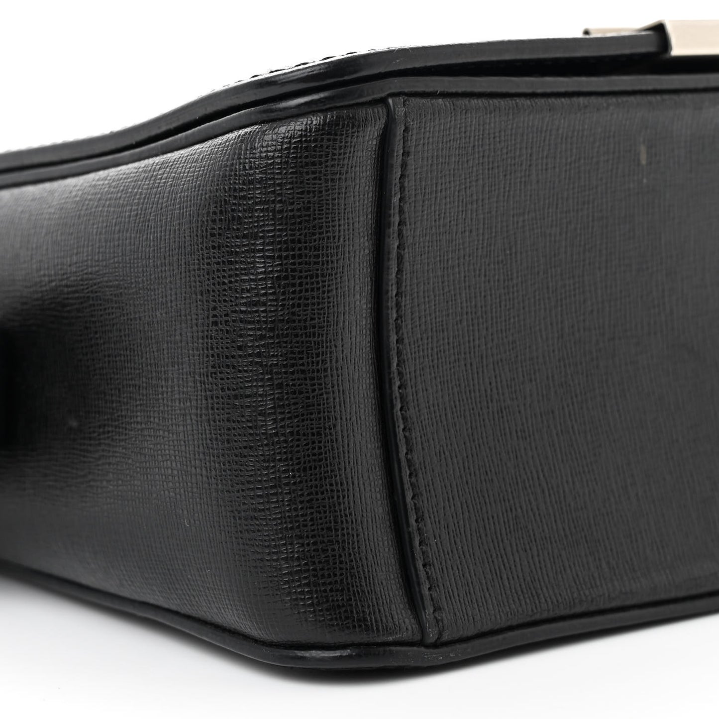 Saffiano Sculpture Binder Clip Shoulder Bag Black