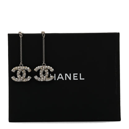 Chanel Baguette Crystal CC Drop Earrings Silver 4 of 4