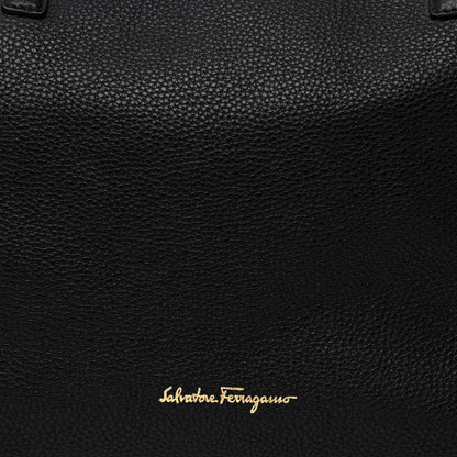 Salvatore Ferragamo Hammered Calfskin Double Handle Large Amy Tote Black 8 of 9