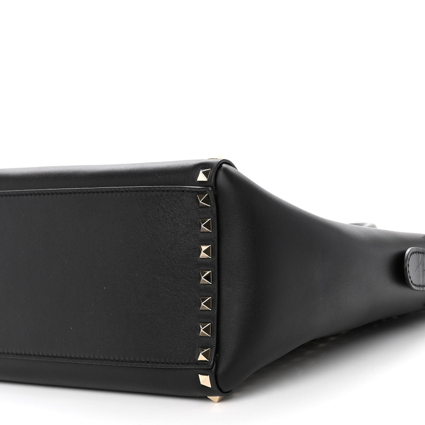 Vitello Rockstud Double Handle Tote Black