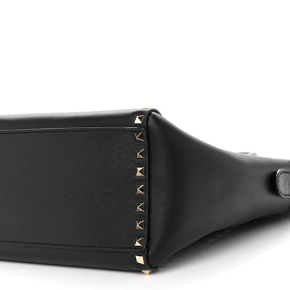 Valentino Garavani Vitello Rockstud Double Handle Tote Black 9 of 9
