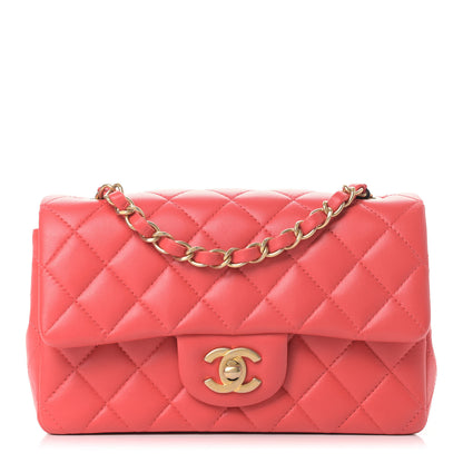 Chanel Lambskin Quilted Mini Rectangular Flap Red 1 of 8