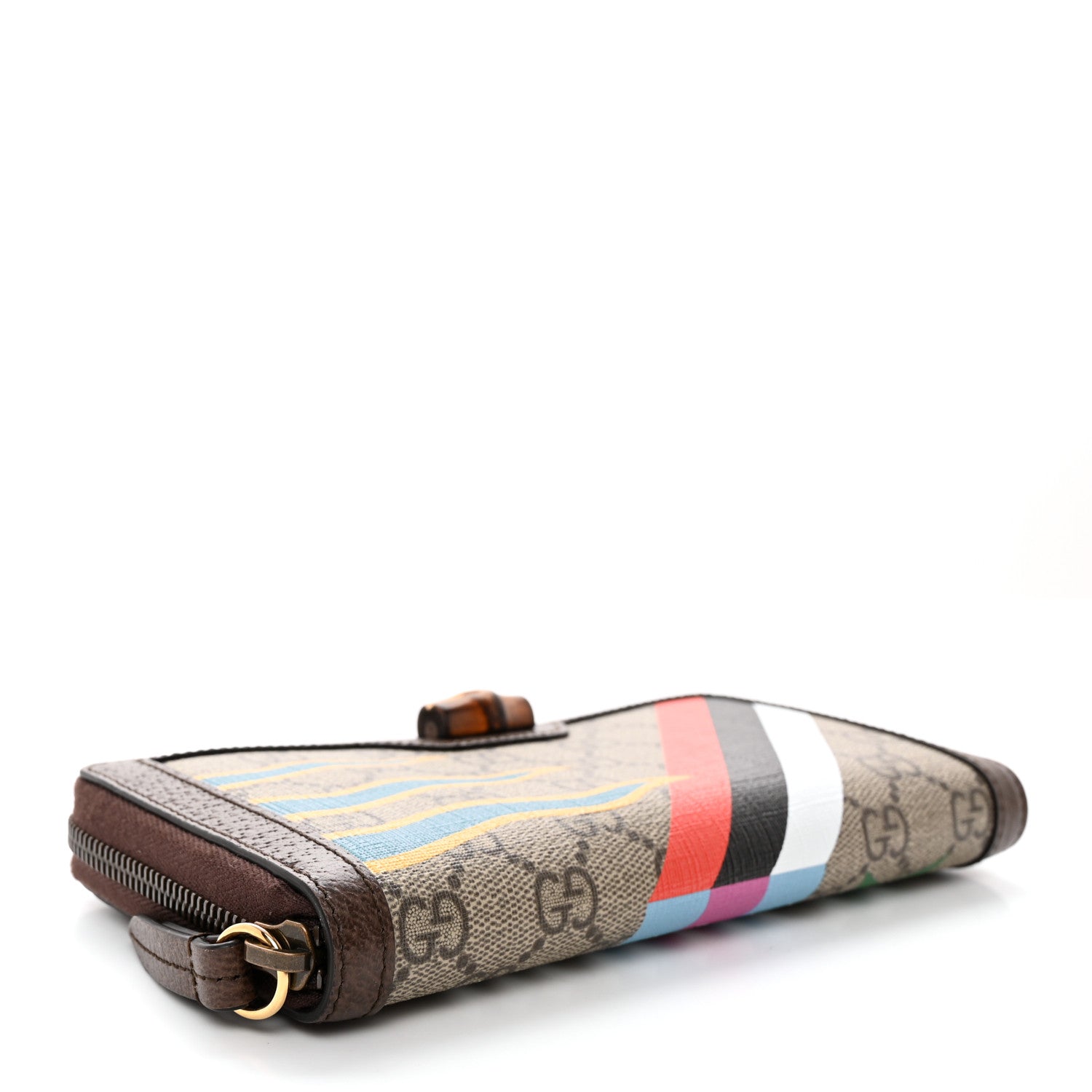 Gucci GG Supreme Monogram Equestrian Diana Zip Around Continental Wallet Beige Ebony Multicolor New Acero 4 of 10