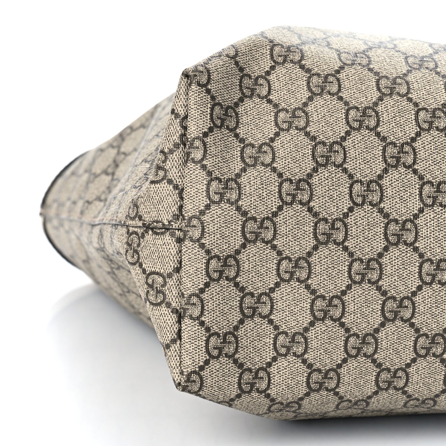 GG Supreme Monogram Textured Dollar Calfskin Web Medium Ophidia Shopping Tote Beige Ebony Mystic White