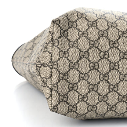 Gucci GG Supreme Monogram Textured Dollar Calfskin Web Medium Ophidia Shopping Tote Beige Ebony Mystic White 9 of 11