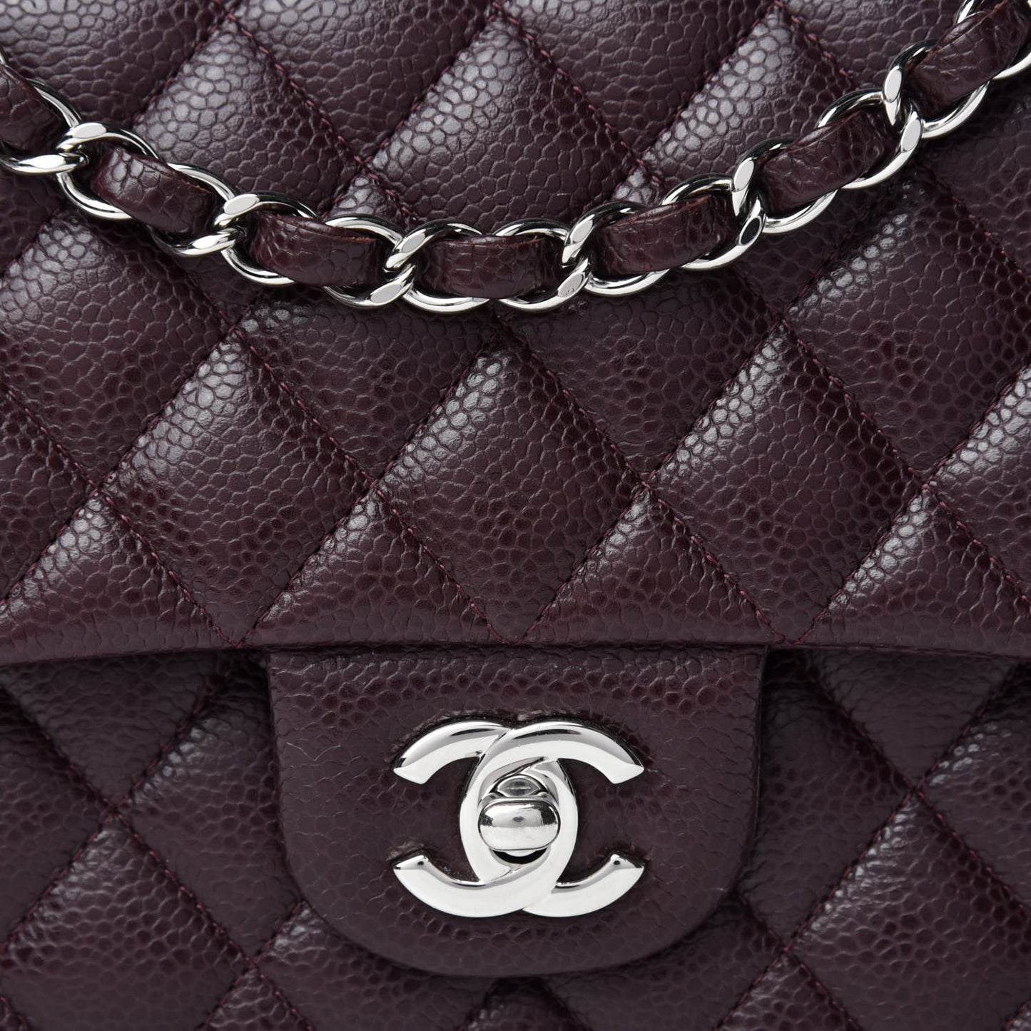 Caviar Quilted Medium Double Flap Burgundy