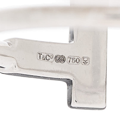 Tiffany 18K White Gold Diamond T Wire Ring 57 8 4 of 5