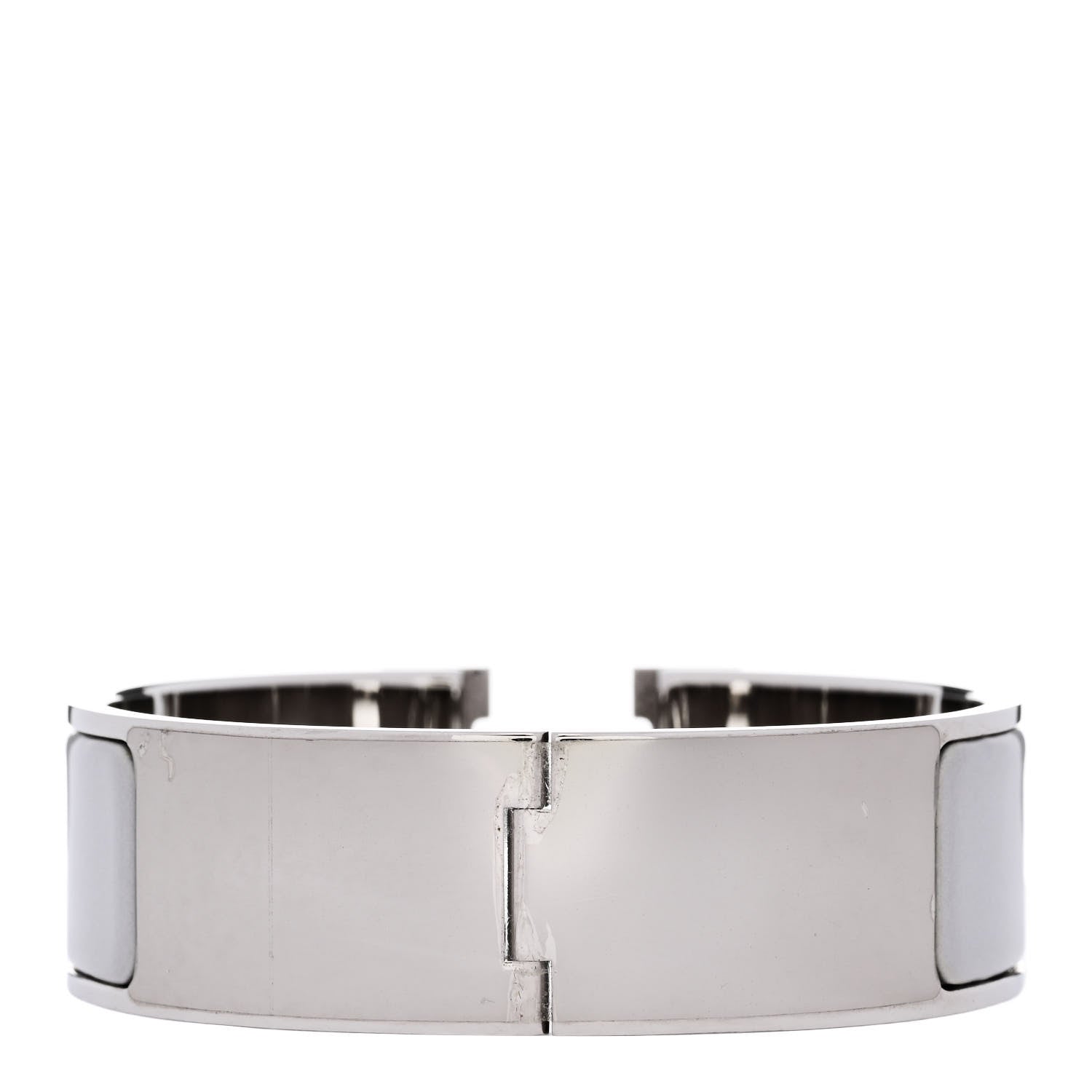 Hermes Enamel Wide Clic Clac H Bracelet GM Gris Clair White 3 of 4