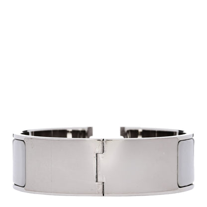 Hermes Enamel Wide Clic Clac H Bracelet GM Gris Clair White 3 of 4