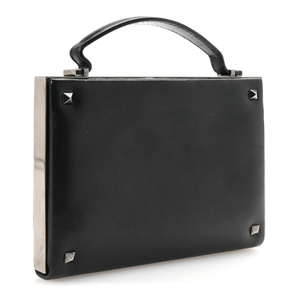 Valentino Garavani Vitello Monochrome Rockstud Allover Top Handle Clutch Black 3 of 6
