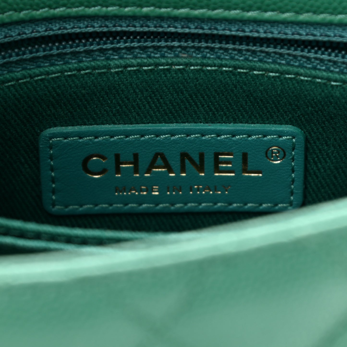 Caviar Quilted Lizard Embossed Mini Coco Handle Flap Green