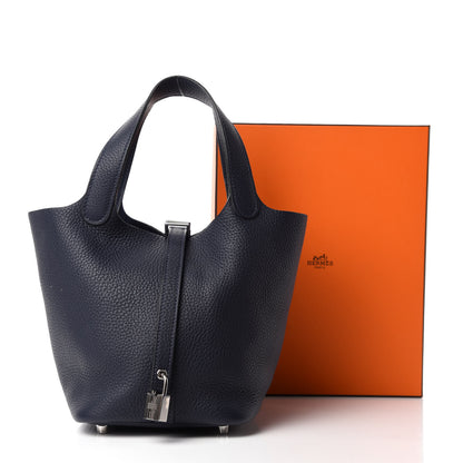 Hermes Taurillon Clemence Picotin Lock 18 PM Bleu Nuit 15 of 15