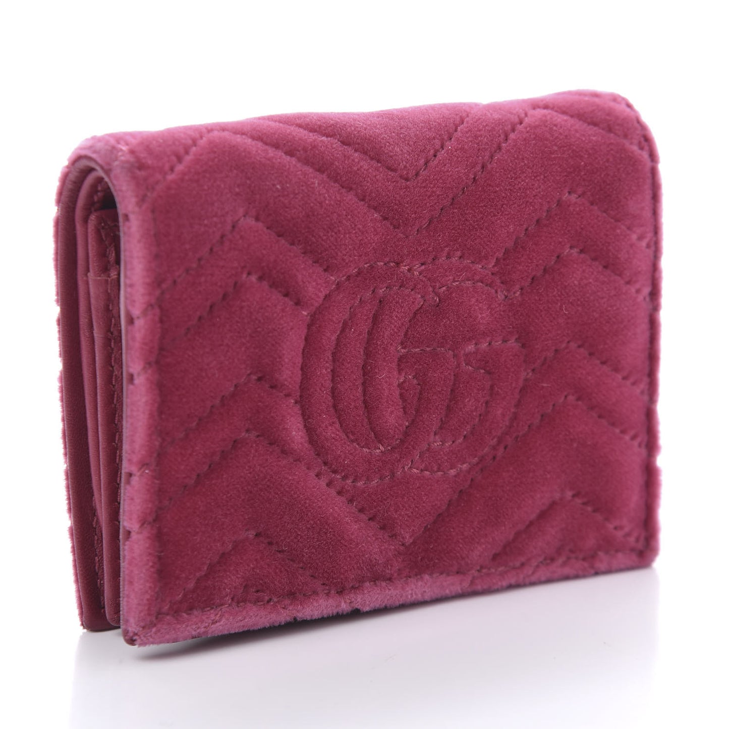 Velvet Matelasse Pearl Love Embroidered GG Marmont Card Case Wallet Light Raspberry Rose