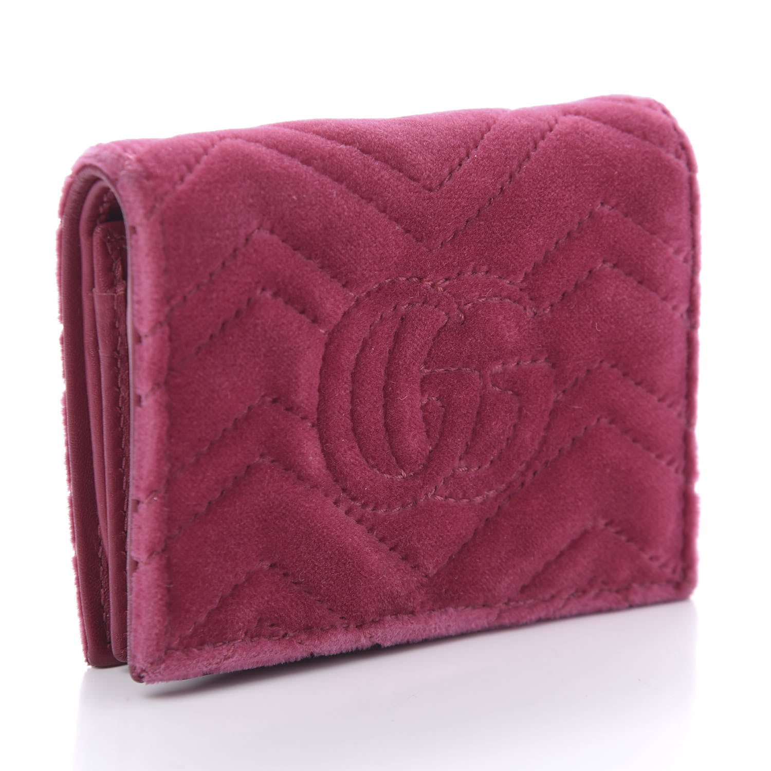 Gucci Velvet Matelasse Pearl Love Embroidered GG Marmont Card Case Wallet Light Raspberry Rose 3 of 9