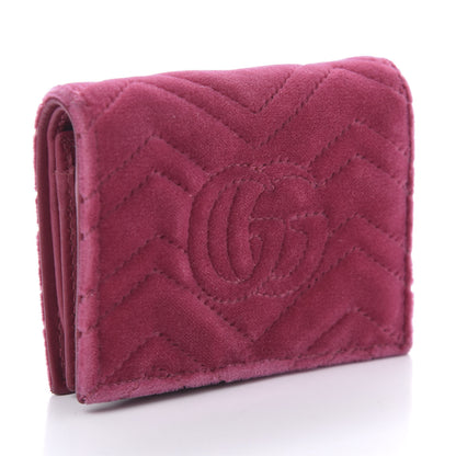 Gucci Velvet Matelasse Pearl Love Embroidered GG Marmont Card Case Wallet Light Raspberry Rose 3 of 9