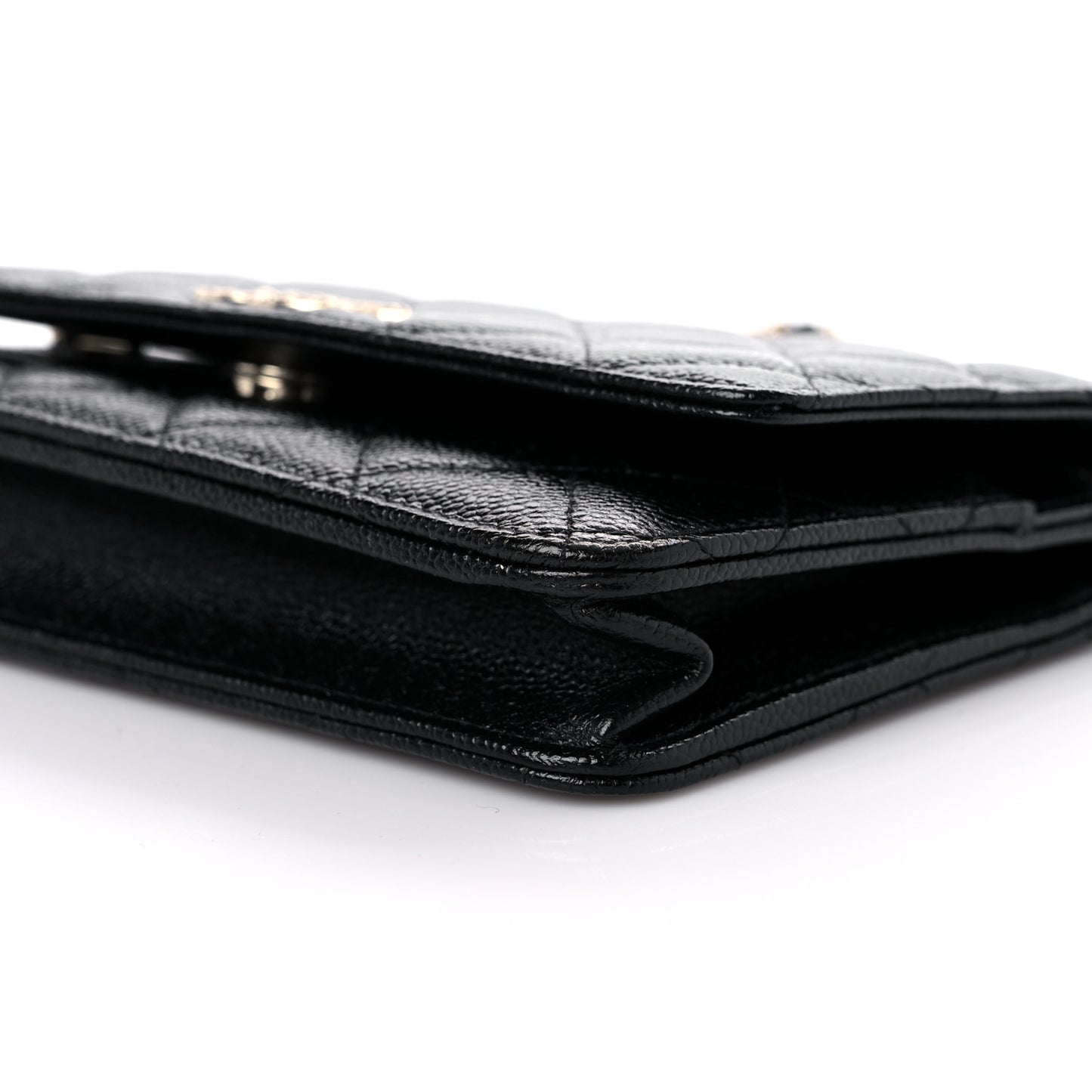 Caviar Quilted Chain CC Wallet On Chain WOC Black