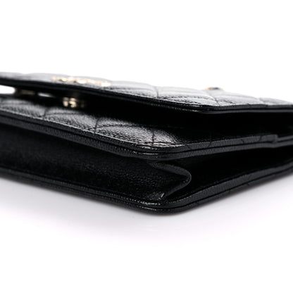 Chanel Caviar Quilted Chain CC Wallet On Chain WOC Black 10 of 14