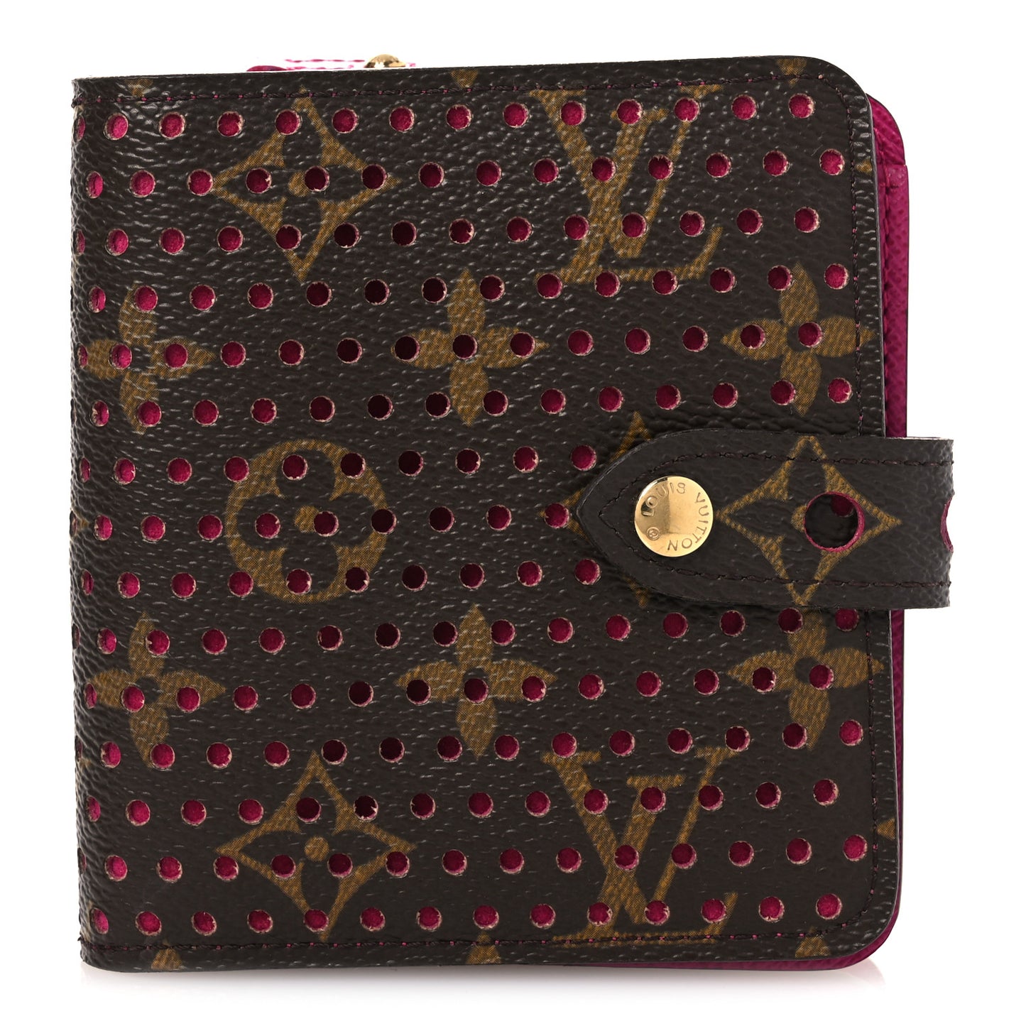 Monogram Perforated Compact Zipped Wallet Fuchsia
