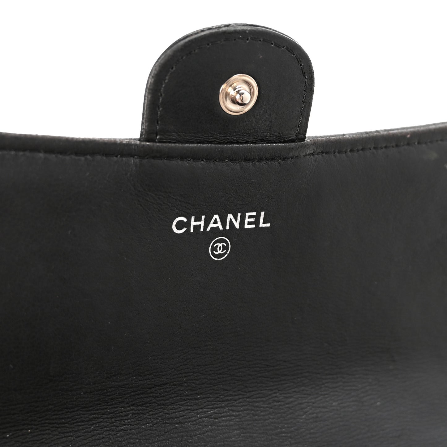 Lambskin Quilted Large Gusset Flap Wallet Black